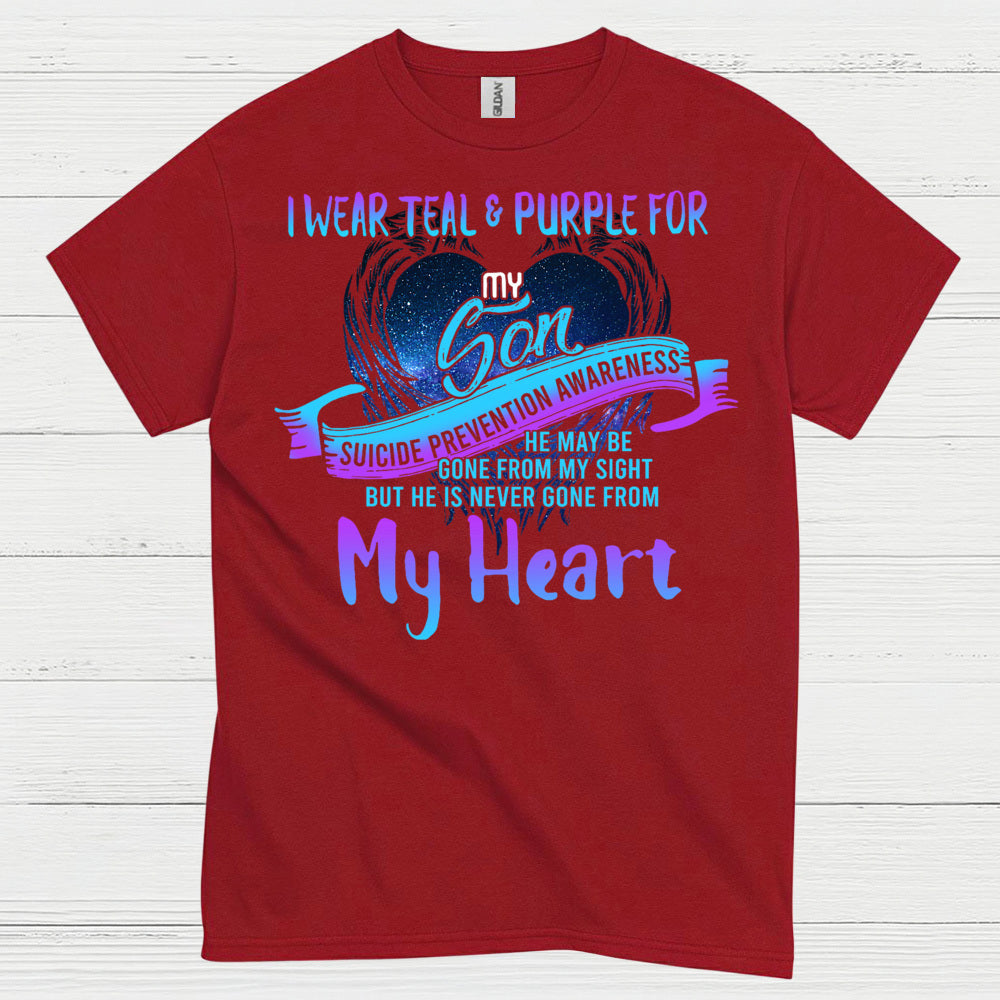 I Wear Teal Purple For My Son Memory T Shirt