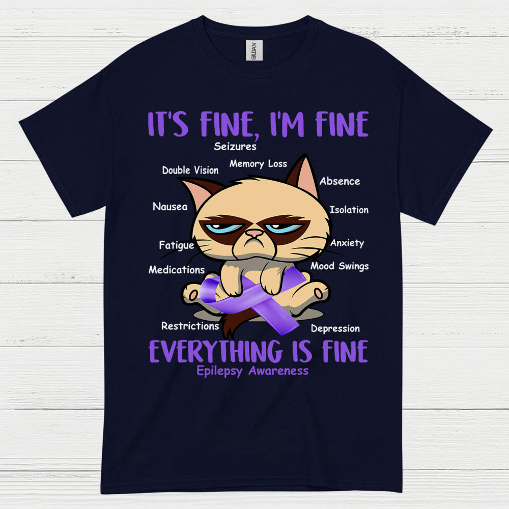 Its Fine Im Fine Epilepsy Cat T Shirt