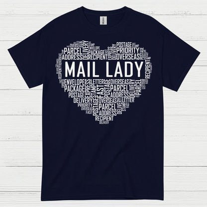 Mail Lady Heart Word Art T Shirt