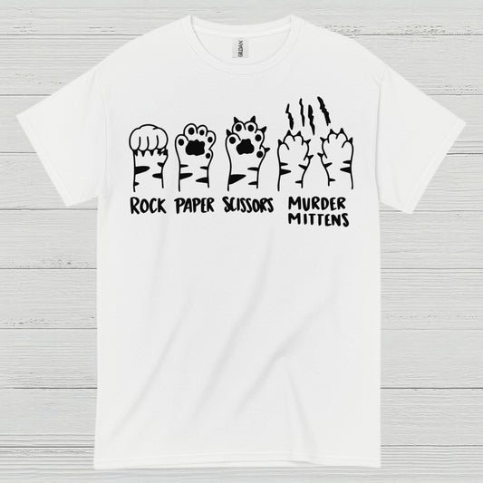 Rock Paper Scissors Cat Humor T Shirt
