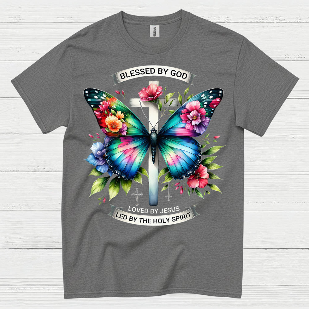 Blessed By God Butterfly Christian T Shirt