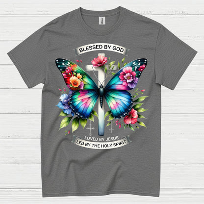 Blessed By God Butterfly Christian T Shirt