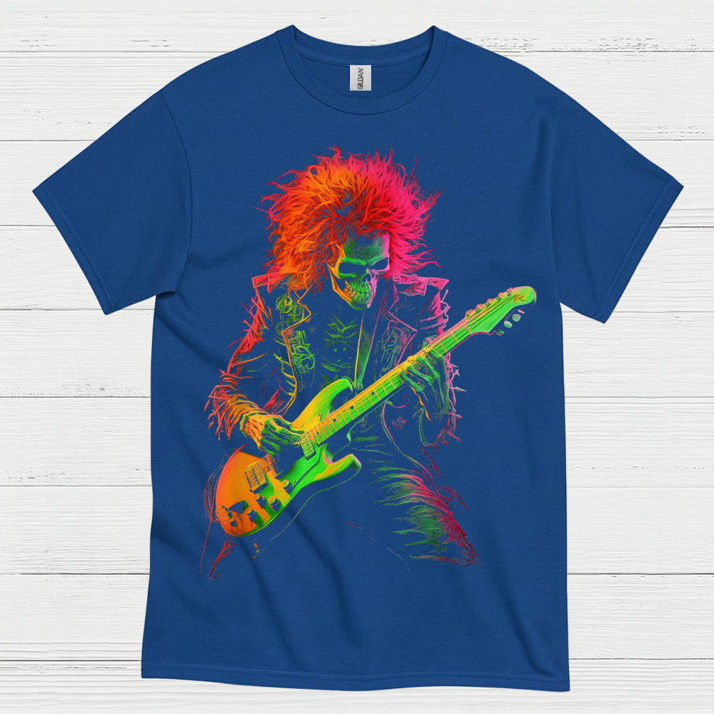 Neon Skeleton Guitarist Rock T Shirt