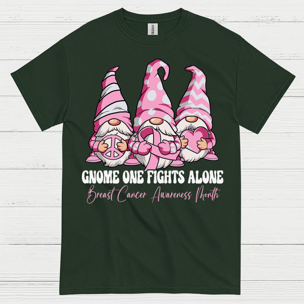 Gnome One Fights Alone Breast Cancer Awareness T Shirt