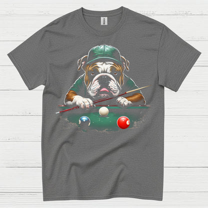 Bulldog Playing Pool Graphic T Shirt