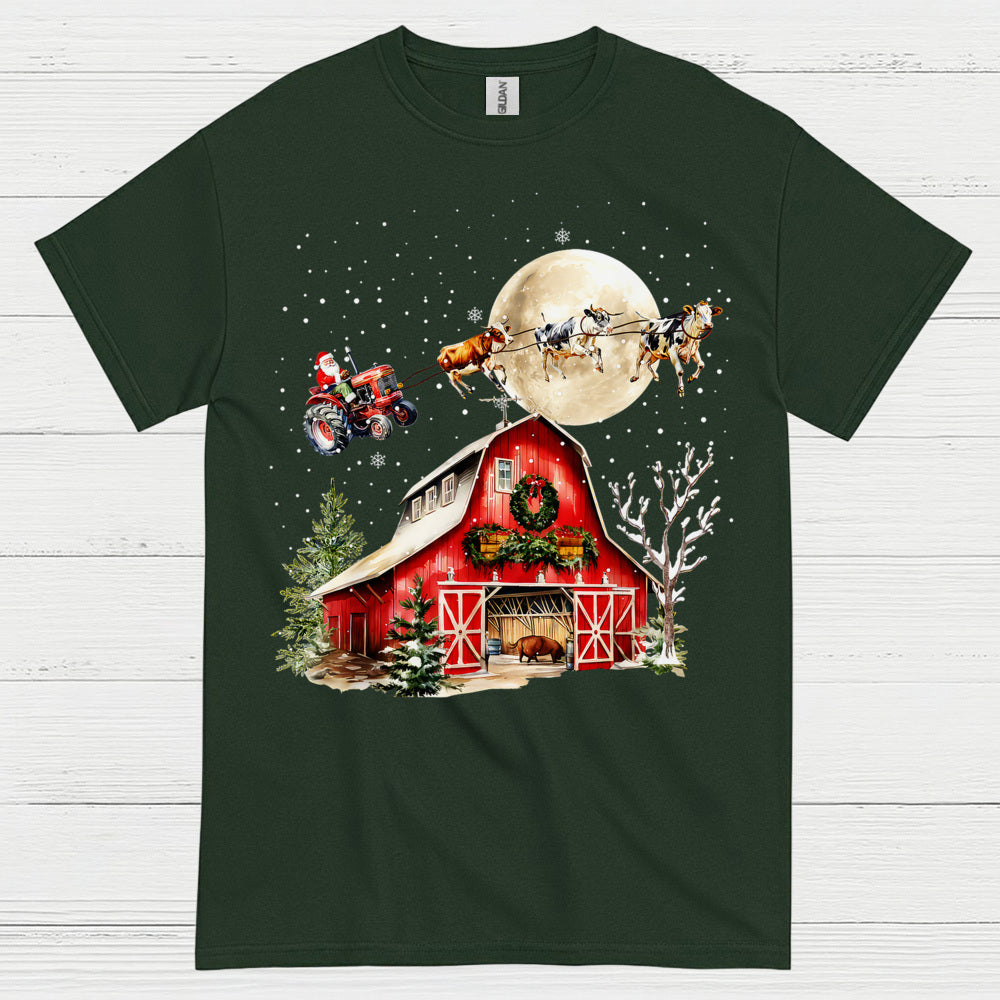 Christmas Farm Santa Tractor T Shirt