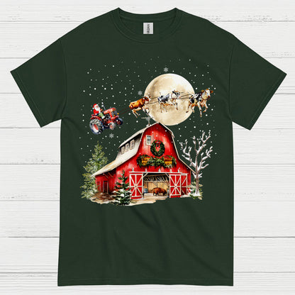 Christmas Farm Santa Tractor T Shirt