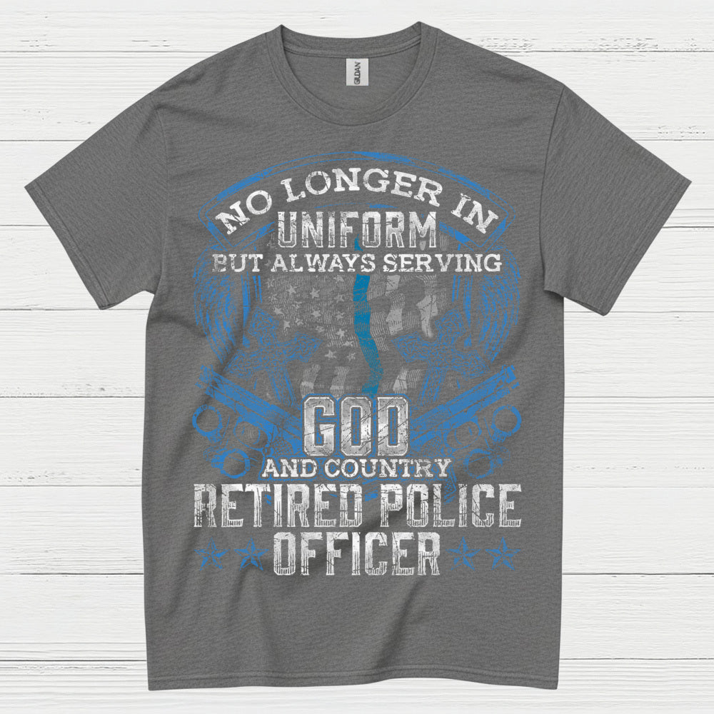 Retired Police Officer God And Country T Shirt