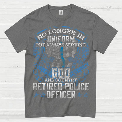 Retired Police Officer God And Country T Shirt