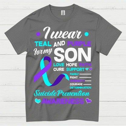I Wear Teal Purple For My Son T Shirt