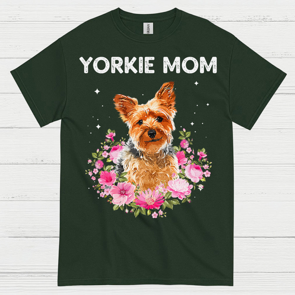 Yorkie Mom Floral Dog Lover T Shirt