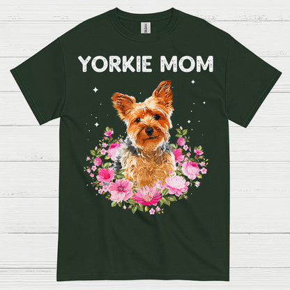 Yorkie Mom Floral Dog Lover T Shirt