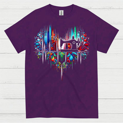 Sewing Machine Heartbeat Floral T Shirt