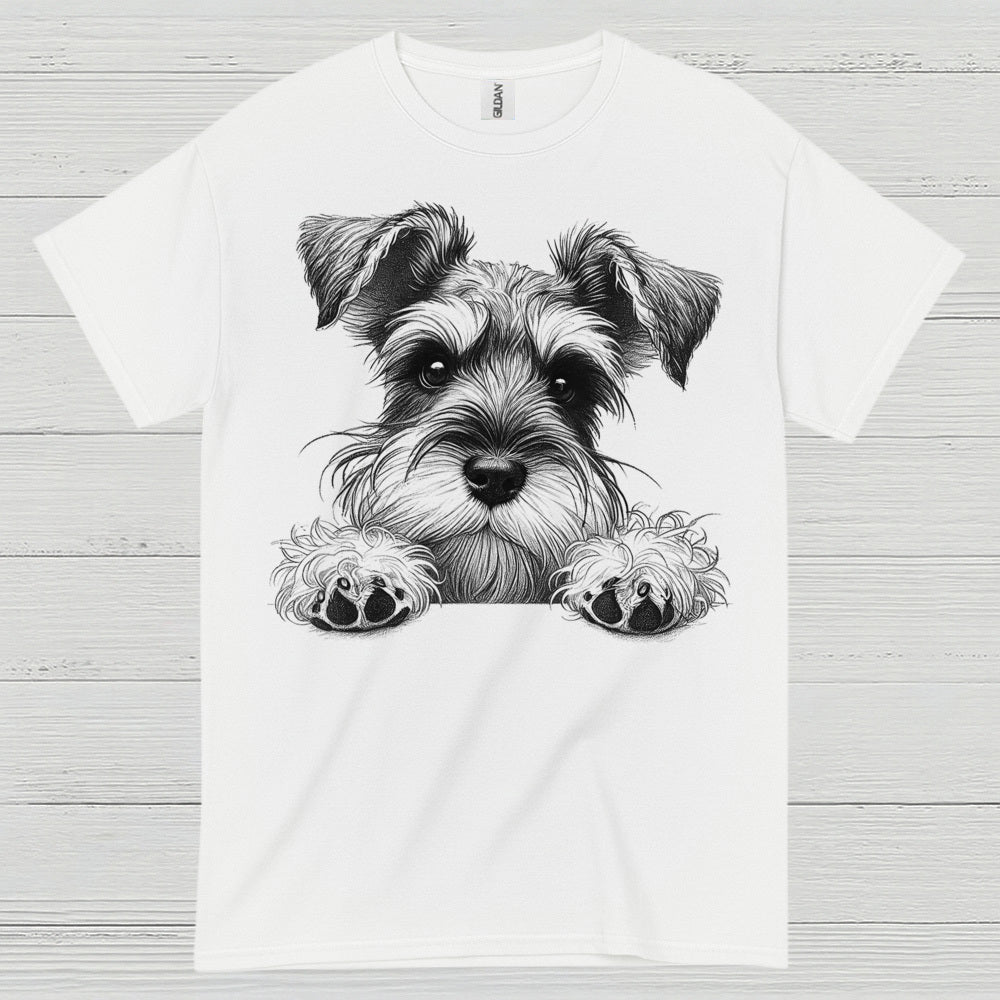 Cute Schnauzer Face Paw Art T Shirt