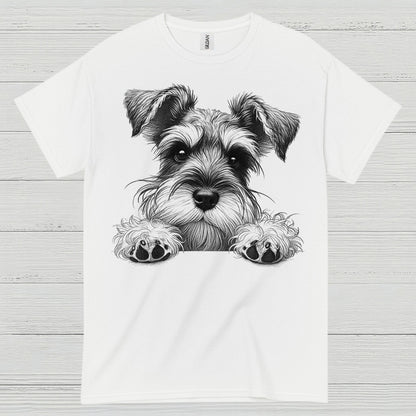 Cute Schnauzer Face Paw Art T Shirt