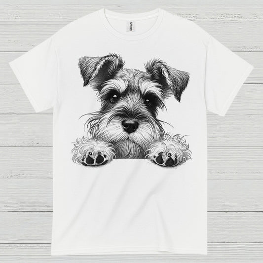 Cute Schnauzer Face Paw Art T Shirt