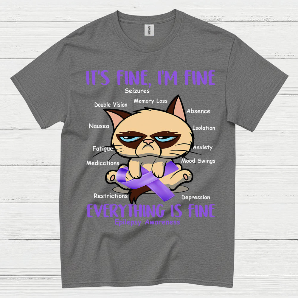 Its Fine Im Fine Epilepsy Cat T Shirt