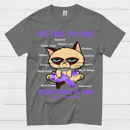 Its Fine Im Fine Epilepsy Cat T Shirt