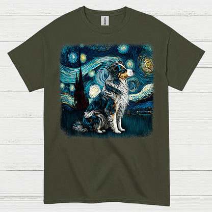 Faithful Dog Starry Night Art T Shirt