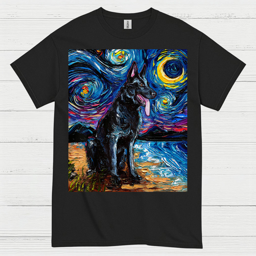 Starry Night German Shepherd T Shirt