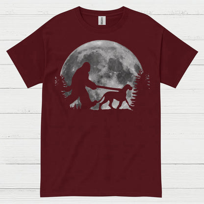 Bigfoot Walking Dog Moon T Shirt
