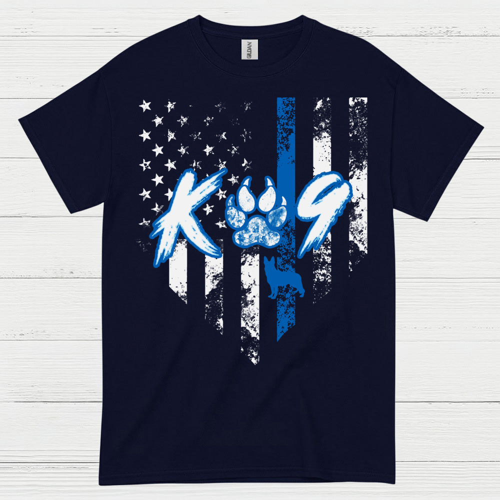 K9 Police Thin Blue Line Paw T Shirt