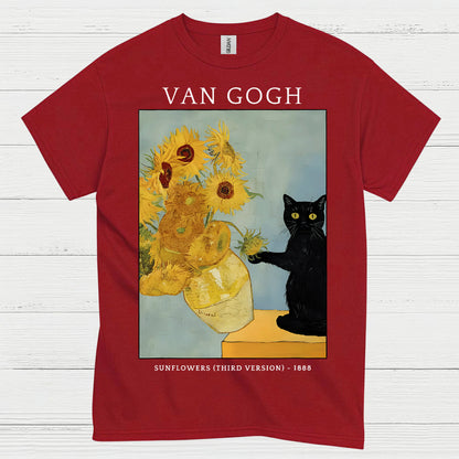 Classic Sunflowers Cat Art T Shirt