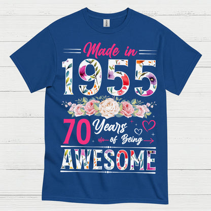 Made in 1955 70 Years Awesome T Shirt