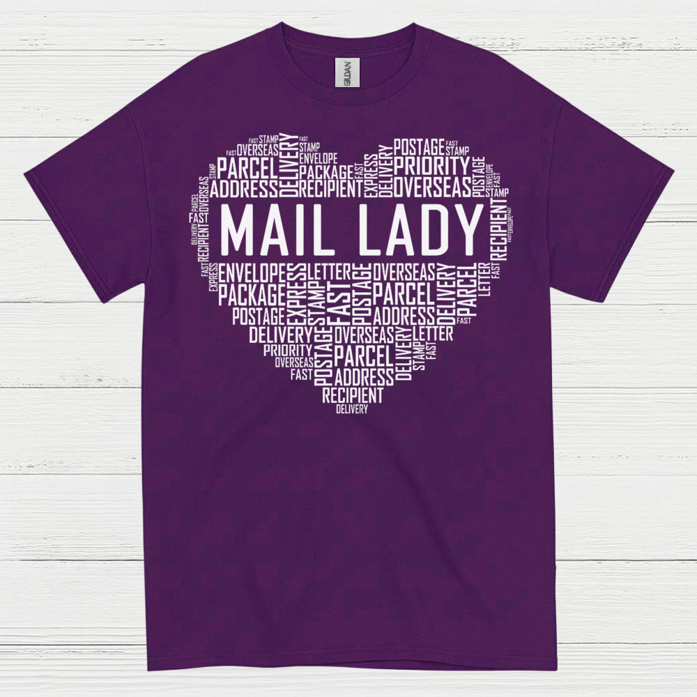 Mail Lady Heart Word Art T Shirt