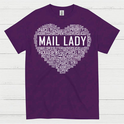 Mail Lady Heart Word Art T Shirt