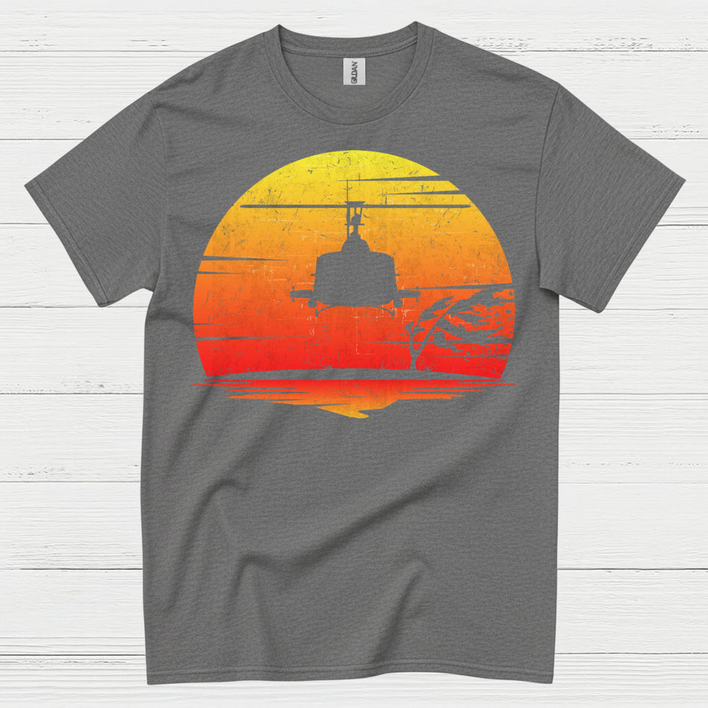 Vietnam Helicopter Sunset Military T Shirt