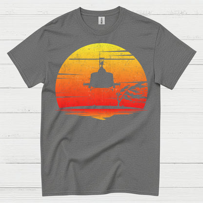 Vietnam Helicopter Sunset Military T Shirt