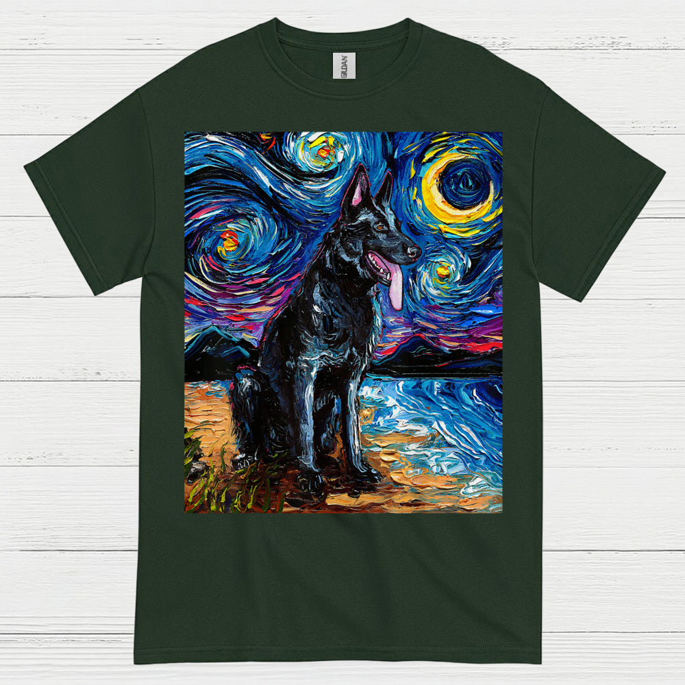 Starry Night German Shepherd T Shirt