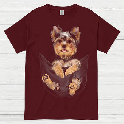 Cute Pocket Yorkie Puppy Dog Lover T Shirt