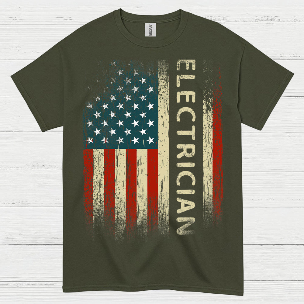 Electrician American Flag T Shirt