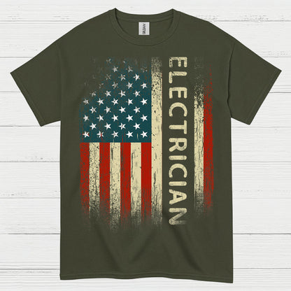 Electrician American Flag T Shirt
