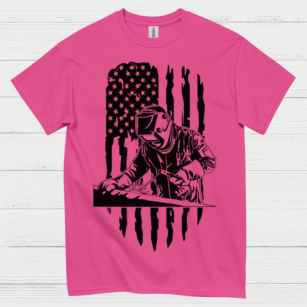 American Flag Welder T Shirt