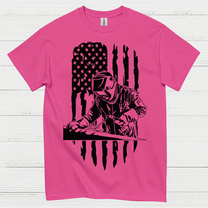 American Flag Welder T Shirt