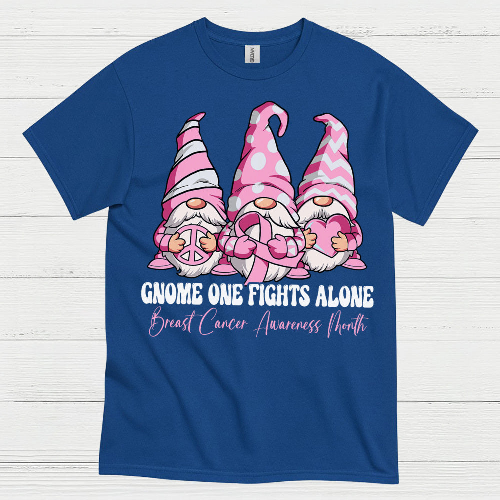 Gnome One Fights Alone Breast Cancer Awareness T Shirt