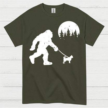 Bigfoot Walking Dog Silhouette T Shirt