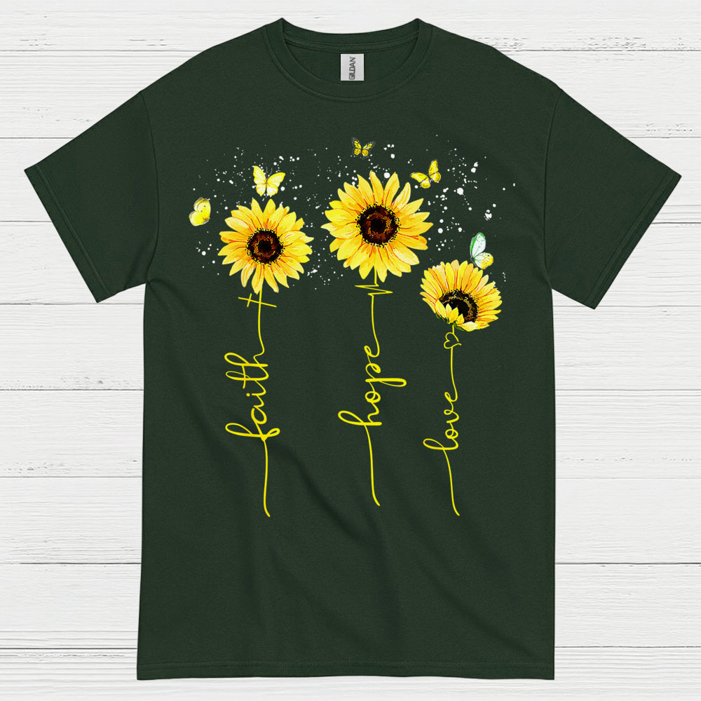 Faith Hope Love Sunflower Christian T Shirt