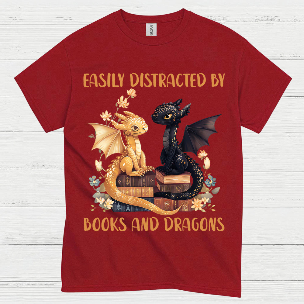 Easily Distracted By Books And Dragons T Shirt