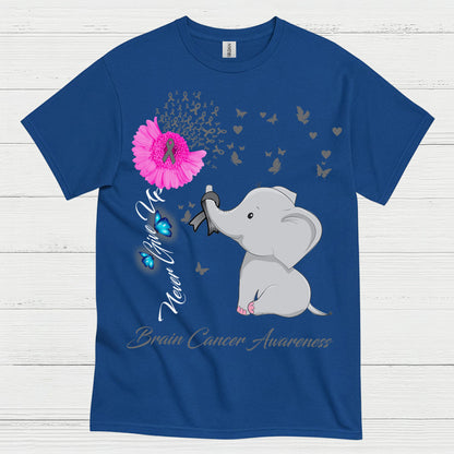 Never Give Up Brain Cancer Awareness T Shirt