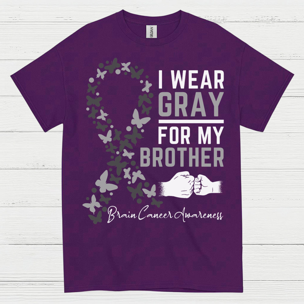 I Wear Gray For My Brother Brain Cancer T Shirt