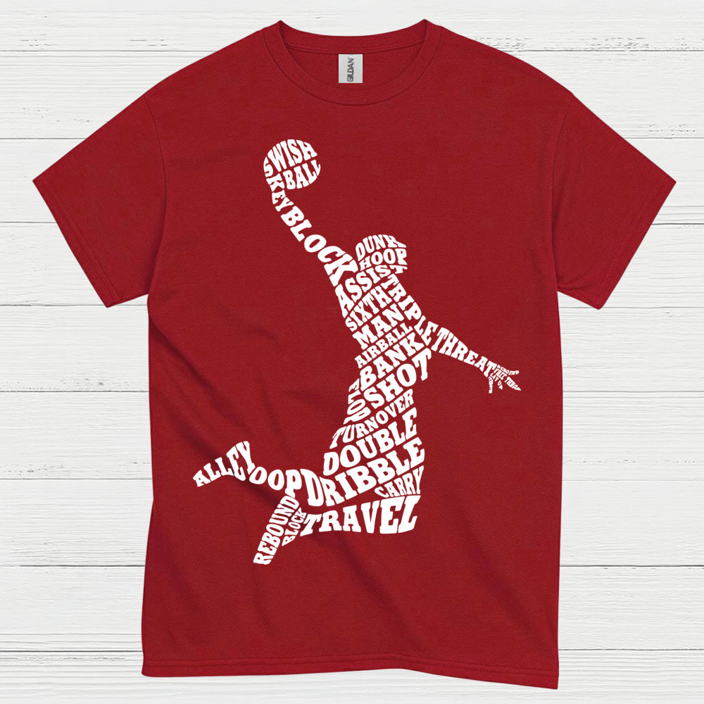 Basketball Word Art Dunk Silhouette T Shirt