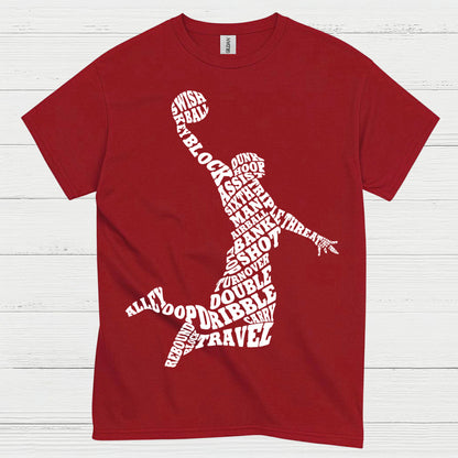 Basketball Word Art Dunk Silhouette T Shirt