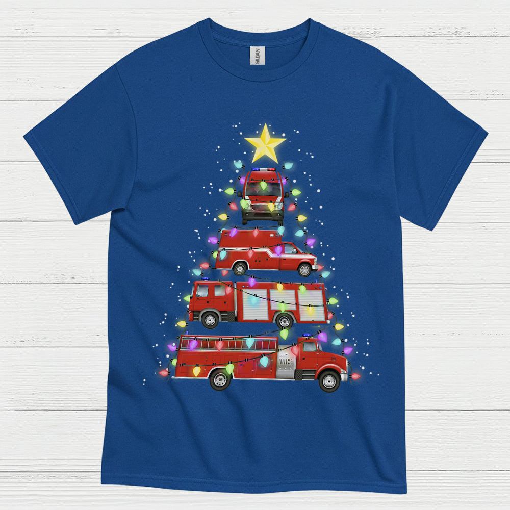 Fire Truck Christmas Tree Lights T Shirt