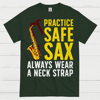 Practice Safe Sax Funny Music T Shirt