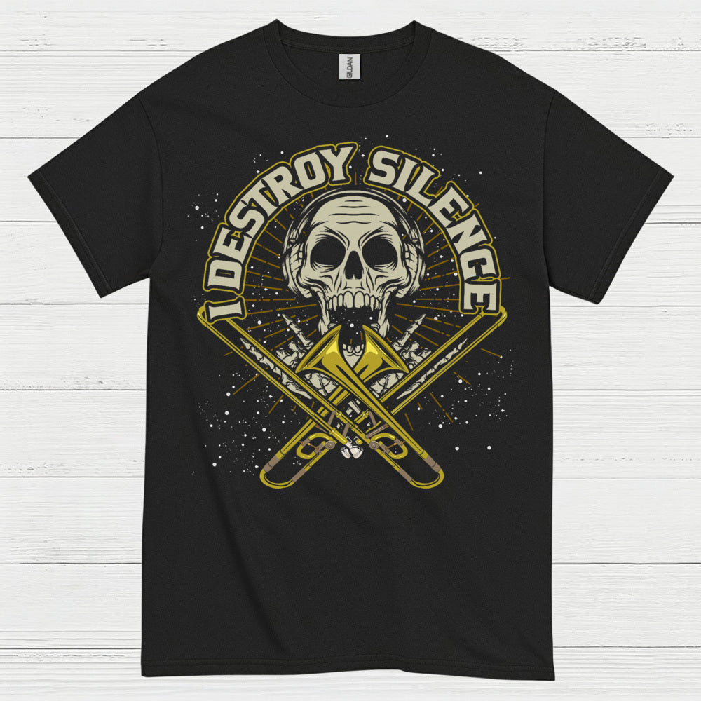 Destroy Silence Trombone Skull T Shirt