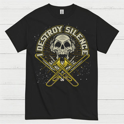 Destroy Silence Trombone Skull T Shirt
